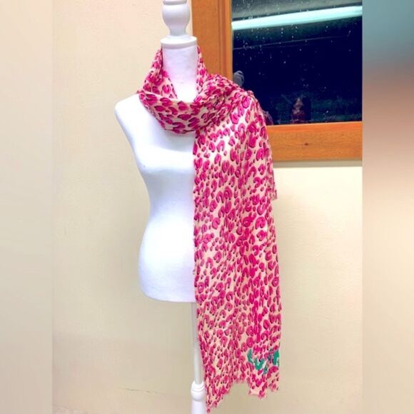 Auth Louis Vuitton Pink Lepord Print Limited Edition Stephen Sprouse Wrap Scarf - Picture 2 of 14